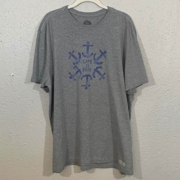 Life is Good Crusher Gray Short Sleeve Anchor Tee       size XL - Picture 1 of 12